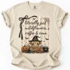 Comfort Colors Literally Just Wildflowers Coffee & Cows Shirt, Highland Cow Halloween Tee, Witch Cow Graphic T-Shirt, Spooky Fall Farmhouse Shirt, Cute Autumn Coffee Lover Gift