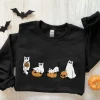 Halloween Cat Pumpkin Sweatshirt - Tshirt - Hoodie , Halloween Sweatshirt , Ghost Shirt , , Cat Lover Shirt , Black Cat Shirt, Spooky Season, Tee Print Womenswear Tops