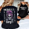 Mentally Spicy Black Long Sleeve T-Shirt Skull Purple